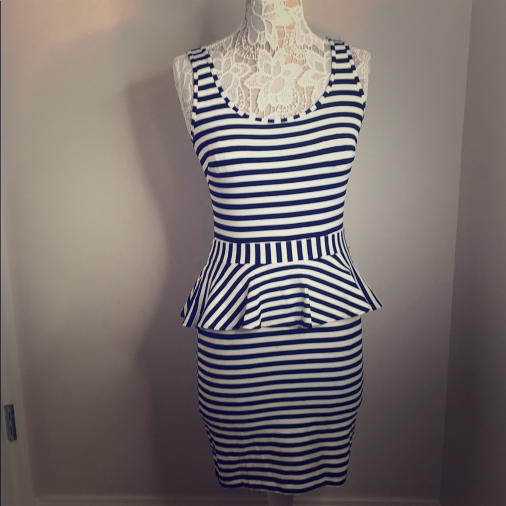 Bebe striped peplum dress